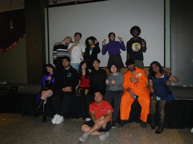 Residents in costume on stage at the Werewolfie Halloween celebration