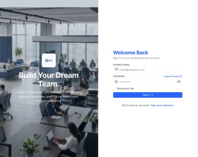 WorkIt's sign-in page for businesses